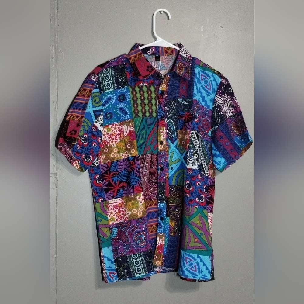 Multicolor Patchwork Men's Shirt